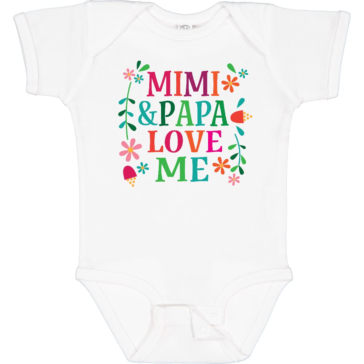 Inktastic Mimi And Papa Love Me Baby Bodysuit, 0020 White, 6 Months