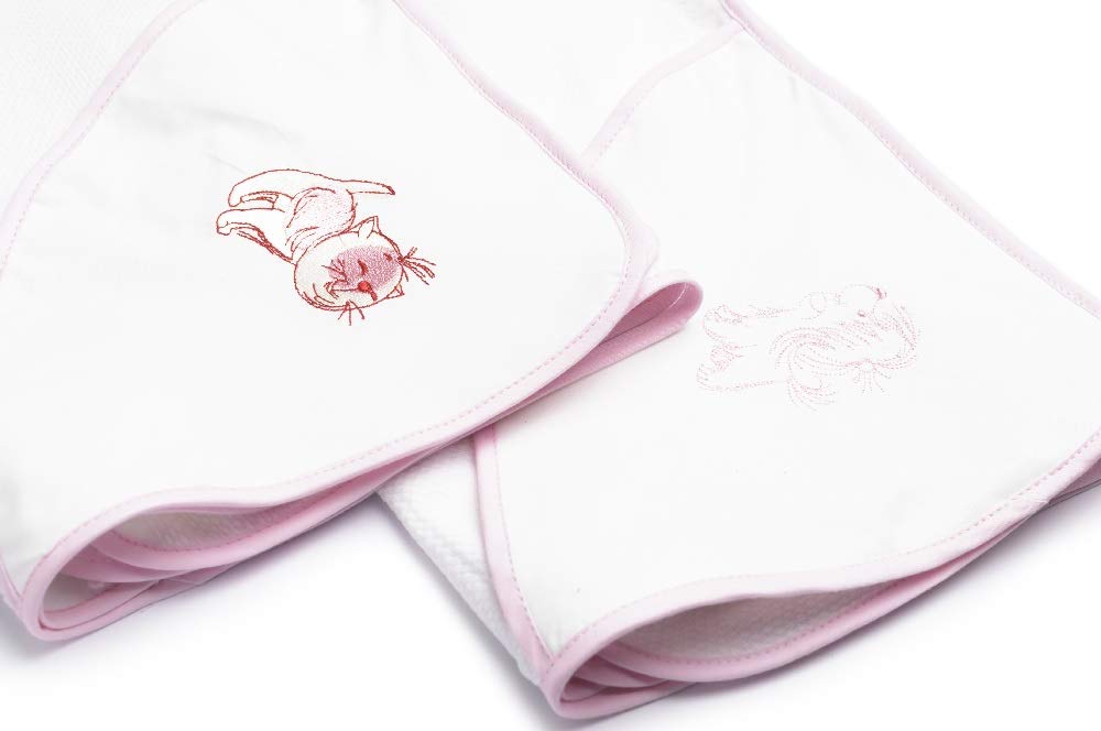 Hooded Baby Bath Towel with Embroidery(Pink)