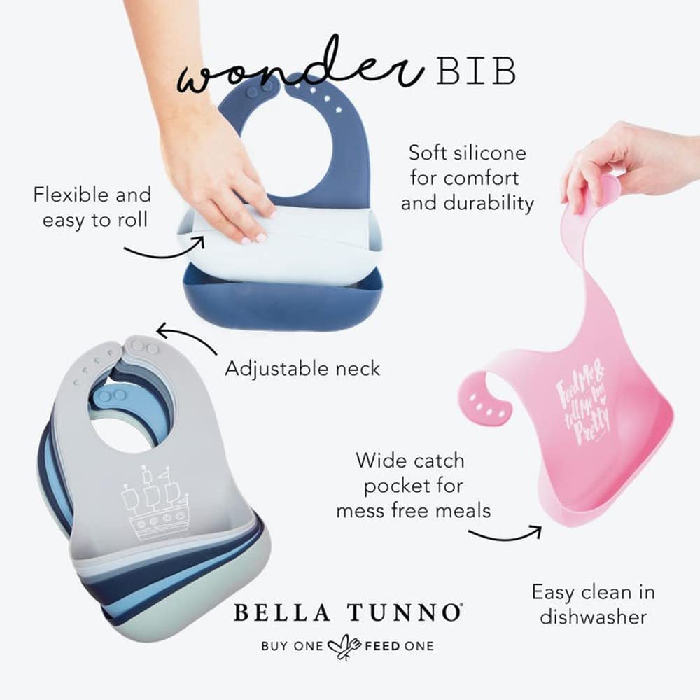 Bella Tunno Wonder Bib 2Pk - Adjustable Silicone Baby Bibs For Girls & Boys, Durable And Waterproof Bpa Free Silicone, The Man &