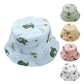 Lr Fashion Kids Bucket Hat, Dinosaur Print, Cotton, Sun Protection Hat Sunscreen Outdoor Beach Party, 24 Years (Green)