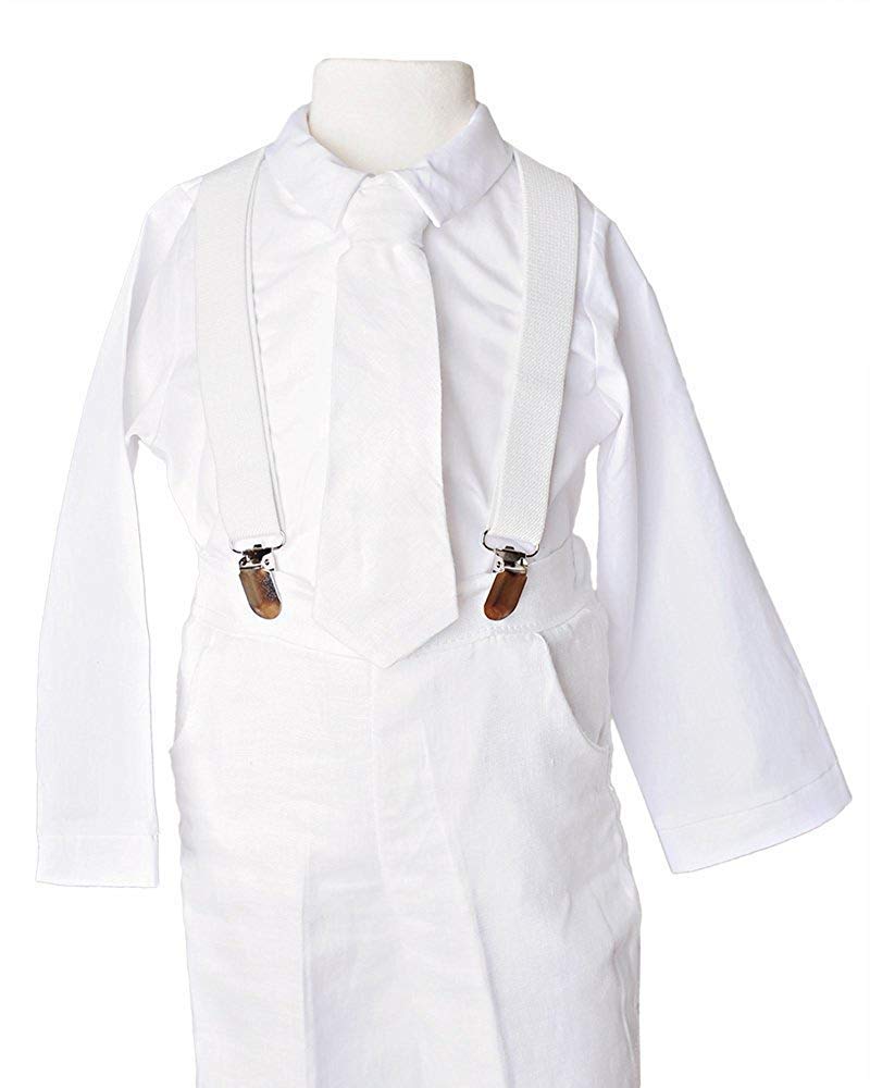 One Small Child Landen 12M Baby Suspender Outfit White