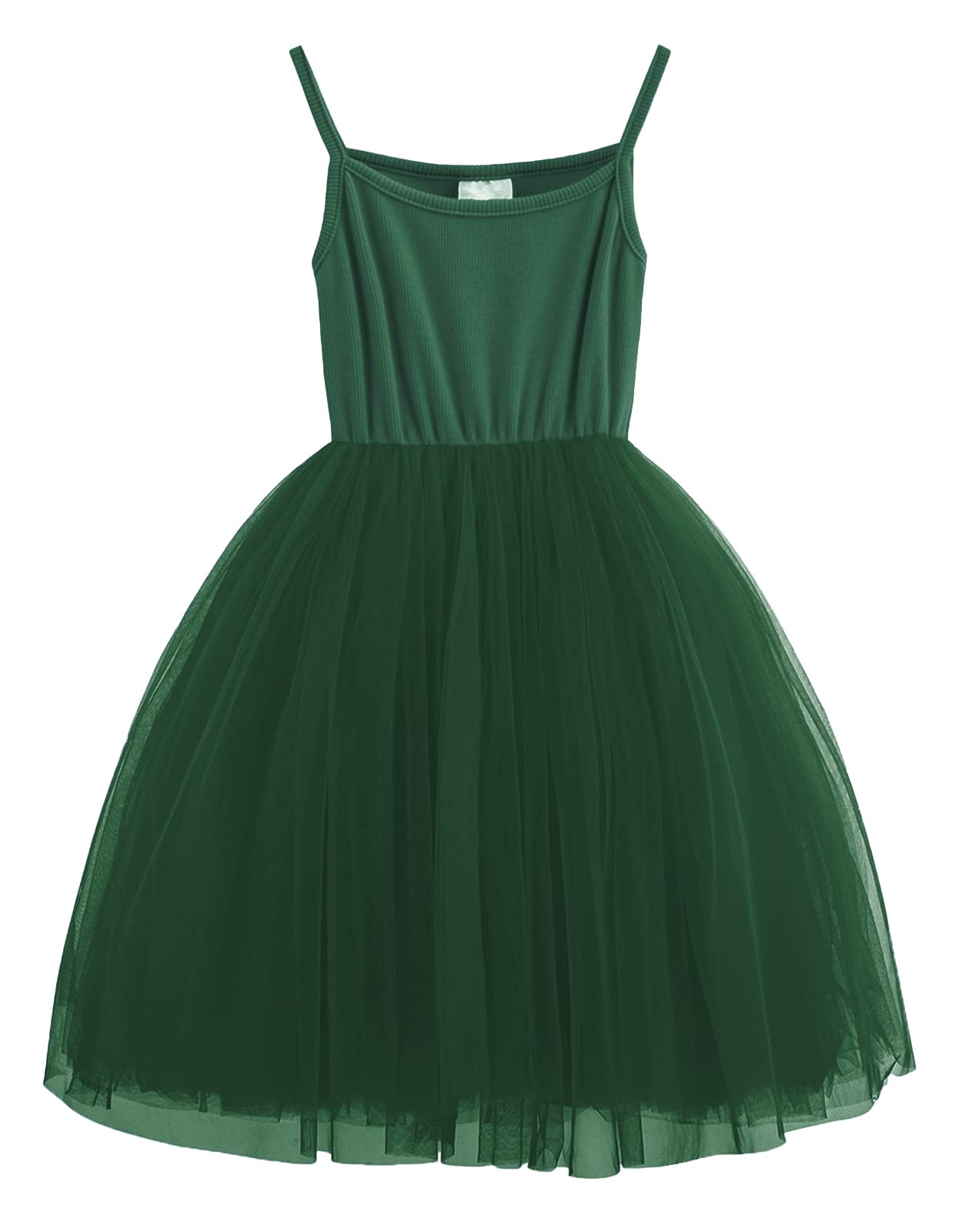 Lyxiof Toddler Tutu Dress Baby Girls Tulle Sleeveless Princess Party Sundress Dark Green 2 Years