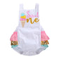 Cute Baby Girl First Birthday Outfit Halter Romper Ice Cream Cake Smash Bodysuit Sunsuit (A-White, 6-12 Months)