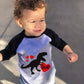 Xfsjgna Valentines Shirts For Girls 6T Boys Valentine'S Day Dinosaur Heart Graphic Kids Tees Raglan Toddler Long Sleeve Tops Bla