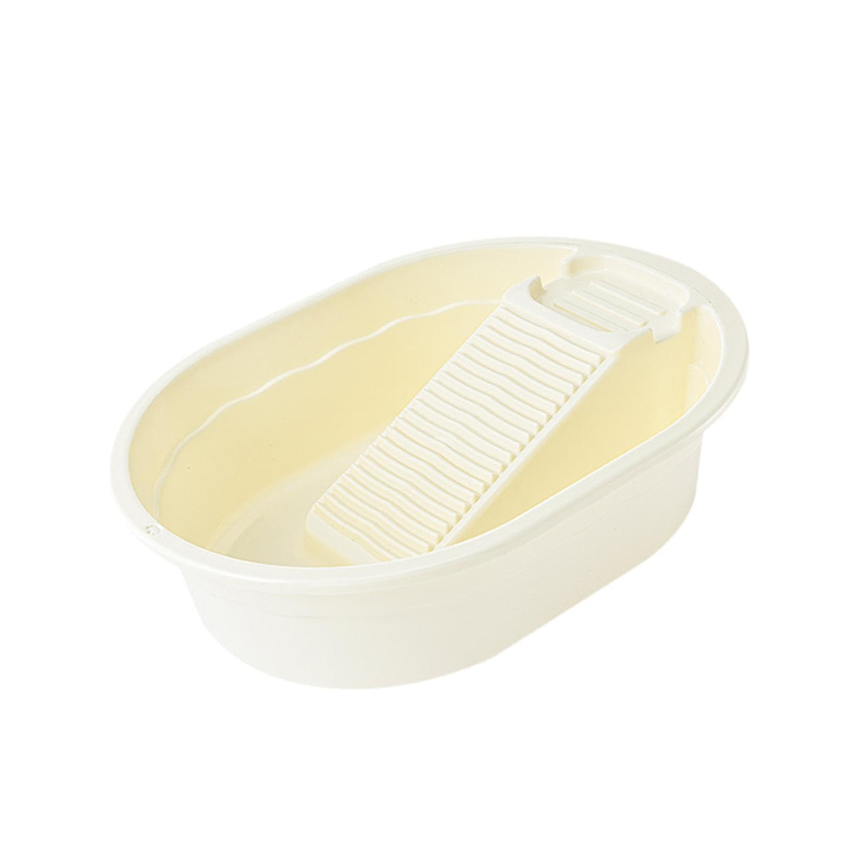 ZOOMELLA Washboard Basin Multifunction Portable Washtub for Socks Baby Diapers Indoor Oval Beige Home & Garden