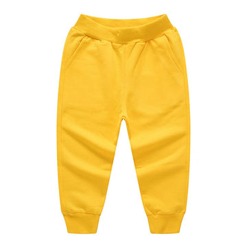 Haxico Unisex Kids Solid Cotton Drawstring Waist Winter Pants Toddler Baby Bottoms Active Sweatpants Yellow, 2T