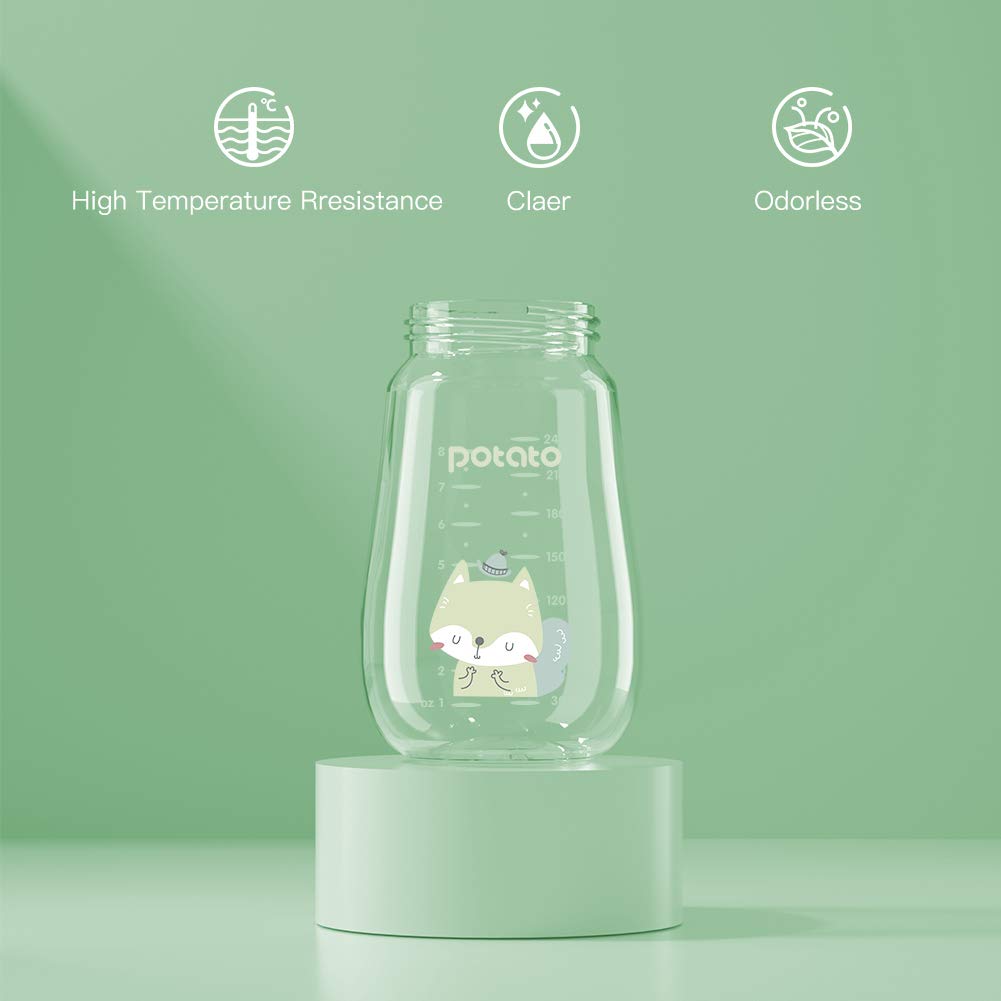 Potato Glass Baby Bottles, Anti-Colic Breastfeeding Bottles With Medium Flow Nipple, Suitable For Babies 3-6 Months, 2 Replaceab