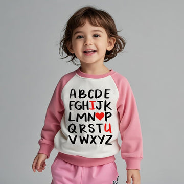 Aqylxlhh Kids Valentines Day Sweatshirt Toddler Girl 7T Abc I Love U Heart Graphic Shirt Little Boys Long Sleeve Pink Outfit Top