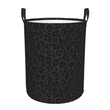 Gbuzozie Animal Leopard Print Round Laundry Hamper Storage Basket Toys Clothes Organizer Bin For Home Bathroom Bedroom Dorm Nurs
