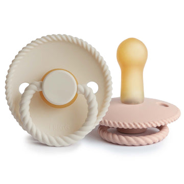 Frigg Rope Natural Rubber Baby Pacifier | Made In Denmark | Bpa-Free (Blush/Cream, 6-18 Months)