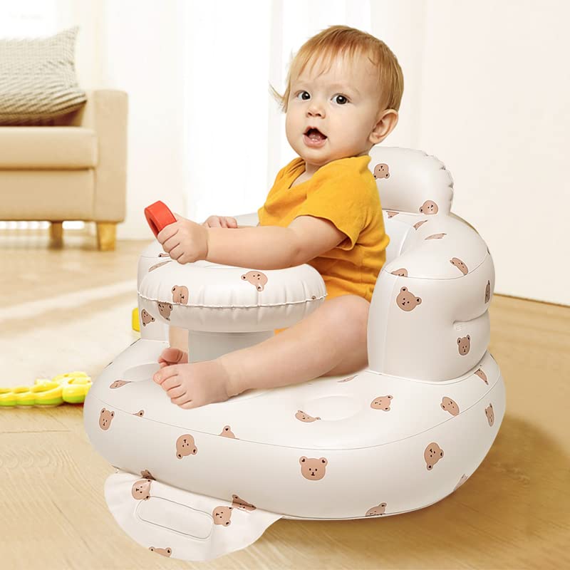 Inflatable Sit Up Chair For Babies 3-36 Months, Inflatable Baby Chair With Tray,Infant Back Support Sofa With Built In Air Pump