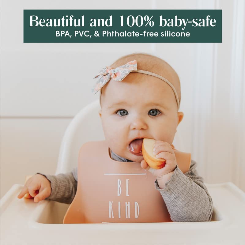Simka Rose Silicone Bibs for Babies & Toddlers Soft Silicone Baby Bib for Girls&Boys Adjustable Silicone Baby Bibs with Pouch