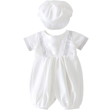 Glamulice White Infant Baby Boy Christening Baptism Outfit Christening Romper Baptism Clothes 6-12 Newborn Formal Party Baptism