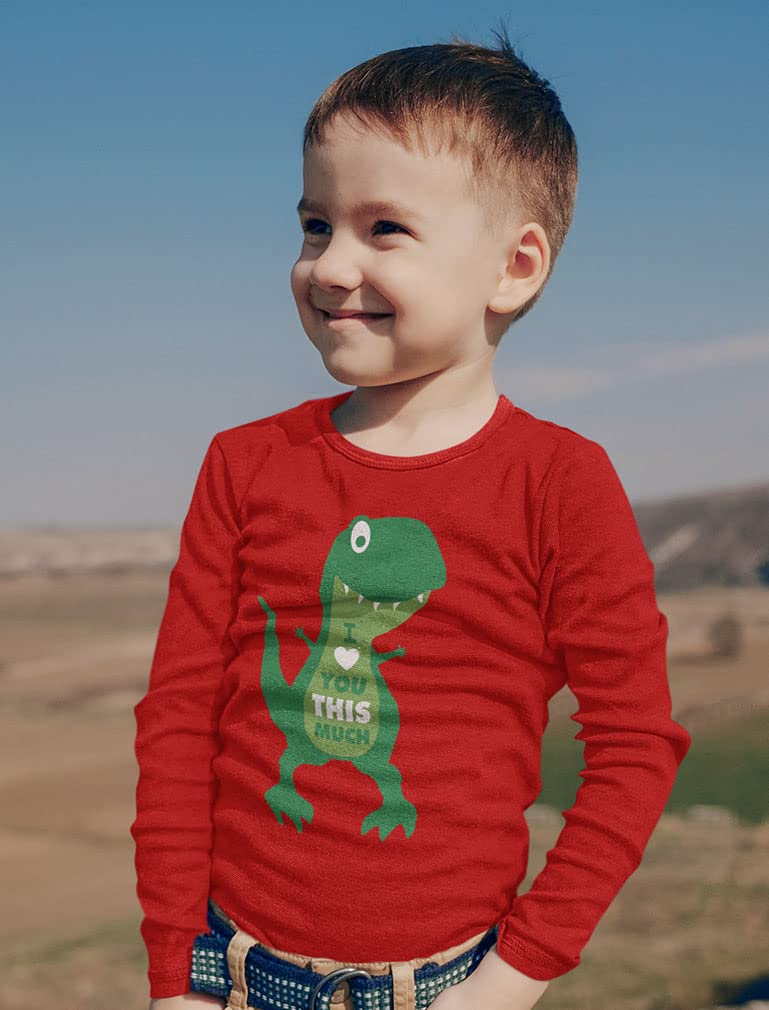 Dinosaur Boys Valentines Shirt Long Sleeve Funny Trex Heart Crusher Valentine Day Toddler Boy Kids T-Shirt 4T Red