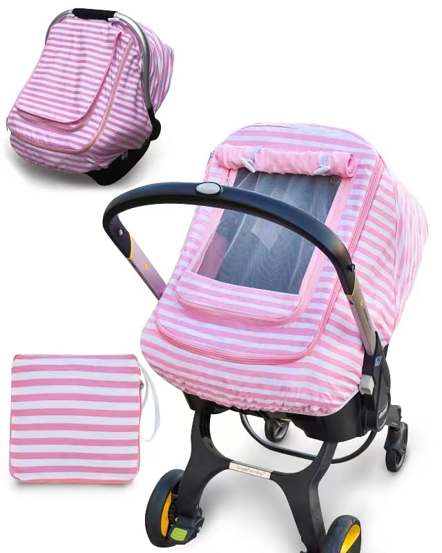 Car Seat Covers For Babies,Baby Car Seat Cover For Boys Girls, Windproof Infant Carseat Cover,Kick-Proof Car Seat Canopy With Br