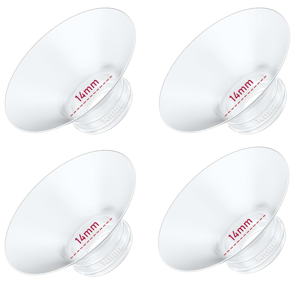 4PC Flange Insert 14mm Compatible with Momcozy M5/M6/M9/S12 Pro/V1 Pro/V1 Pro Breast Pump, Fit for Eufy/Elvie/Medela/Spectra/Lan