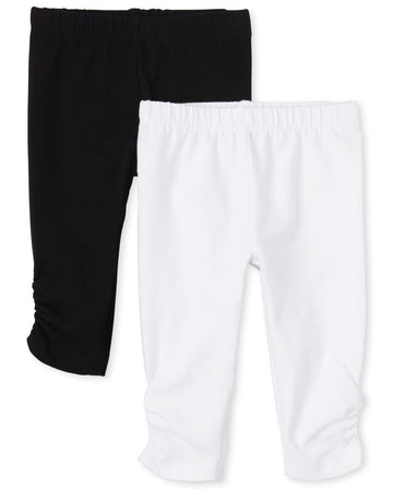 The Children'S Place Baby 2 Pack And Toddler Girls Leggings, White/Black, 18-24 Months