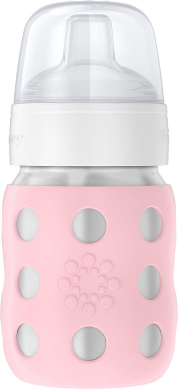 Lifefactory 8-Ounce Stainless-Steel Vacuum-Insulated Wide-Neck Baby Bottle With Sippy Nipple, Desert Rose (Ls2251Wdr4)