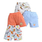 Bumzee Baby Boys Cotton Pack Of 4 Above Knee Length Shorts Orange & Sky Blue  1218 Months (Peb10601DOrg)