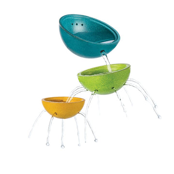 PlanToys Fountain Bowl Set for Bath and Water Play Toy (5714) | Sustainably Made from Rubberwood and Non-Toxic Paints and Dyes |