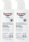 Eucerin Baby Wash & Shampoo - 2 In 1 Tear Free Formula, Hypoallergenic & Fragrance Free, Nourish And Soothe Sensitive Skin - 13.