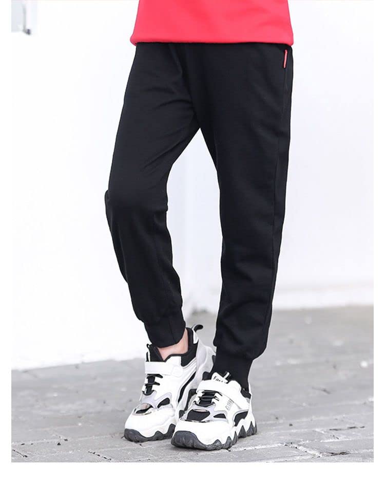 Gfqlong Toddler Baby Boys 2 Pack Cotton Active Jogger Pants,Kids Casual Athletic Sweatpants Solid Pocket Bottoms,Navy Blue+Blue