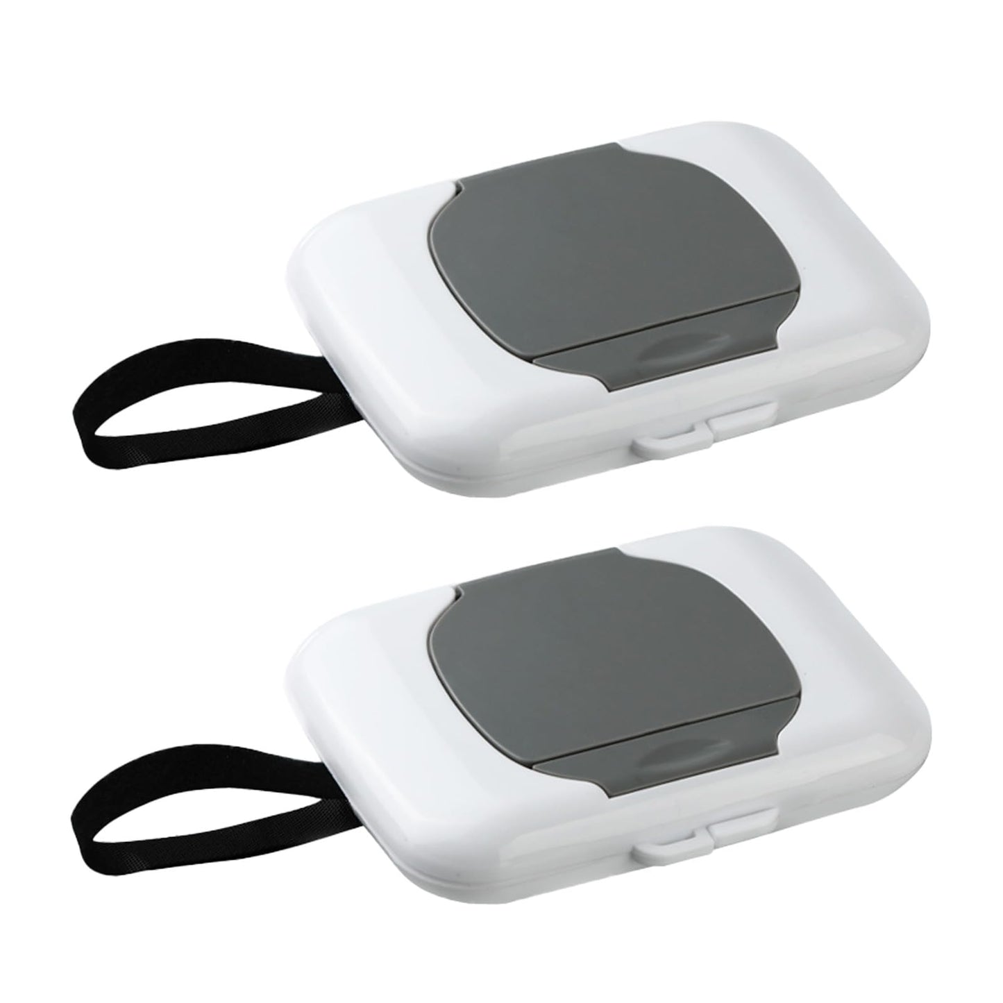 PandaEar 2 Pack Portable Baby Wipes Dispenser | Refillable Wet Wipe Case with Secure Lid and Carrying Strap for Travel, Diaper B