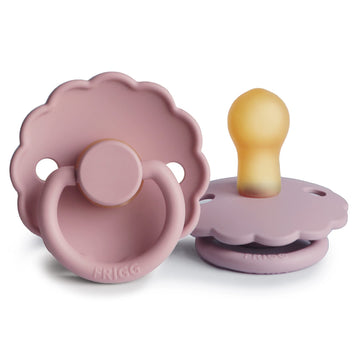 Frigg Daisy Natural Rubber Baby Pacifier | Made In Denmark | Bpa-Free (Baby Pink/Soft Lilac, 0-6 Months) 2-Pack