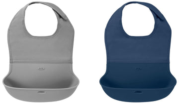 OXO Tot Roll-Up Bib 2 Pack Gray/Navy