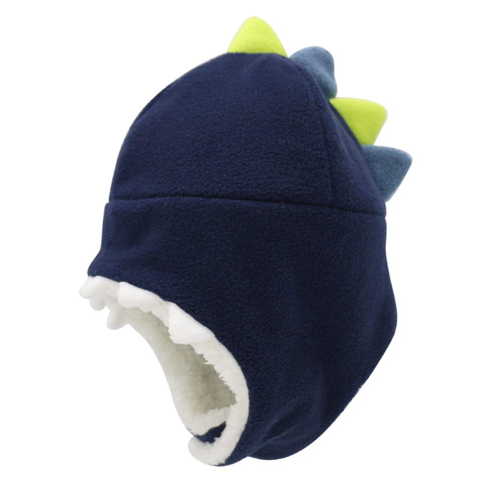 Baby Boy Sherpa Hats And Mittens Set Toddler Gloves Warm Fleece Winter Hat Baby Girl Dinosaur Navy 6-12 Months