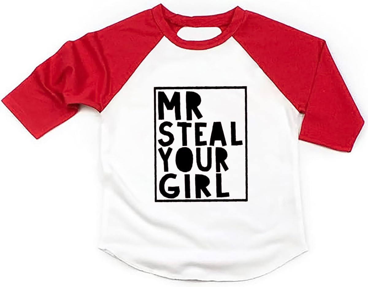 Toddler Boys Valentine'S Day Shirt Mr Valentines Sunglasses Graphic Cotton Outfit Casual 3/4 Raglan Sleeve Tee Tops (1-2T, Red3)