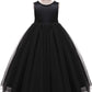Baby Flower Girl Party Wedding Black Dress, Sleeveless Floor Length Tutu Tulle Dance Birthday Gown 2T
