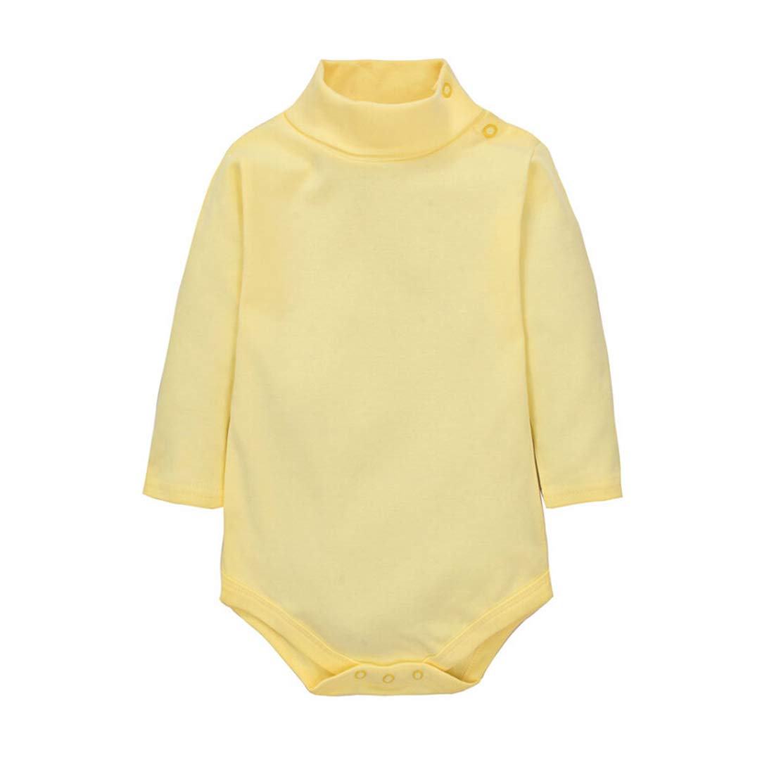 Cuteon Baby Boys Girls Solid Color Basic Turtleneck Cotton Bodysuit Jumpsuit Light Yellow 24 Months