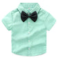 Baby Boy Summer Cotton Gentleman Short Sleeve Bowtie Romper Suspenders Shorts Outfit Set Style2 Green 90