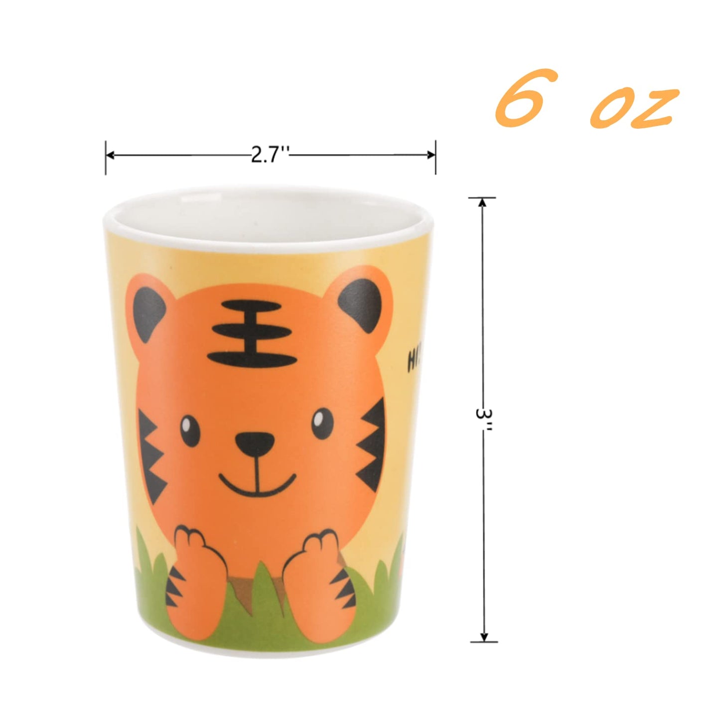Lyellfe 8 Pack Bamboo Kids Cup, Super Cute Cartoon Drinking Cups For Kids, 6 Oz Bpa Free Stackable Fun Kids Cups For Home, Party