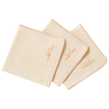 Livelively 3-Pack 100% Natural Organic Cotton Gauze Washcloths Wipes Face Towels For Babies With Sensitive Delicate Skin, Soft A