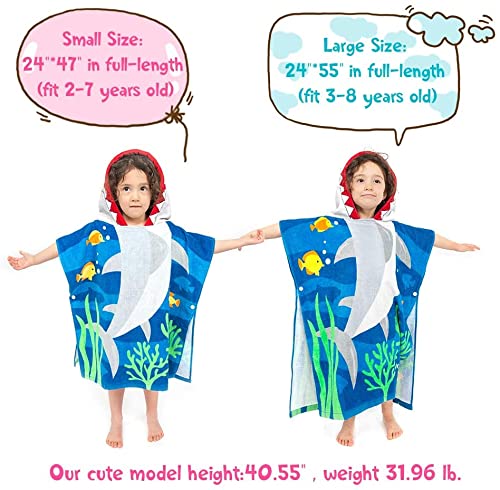 Florica Toddler Hooded Beach Towel Coverup Cape Kids Cotton Soft Quick Dry Absorbent Use For Swim Pool Bath Poncho Towels 2 To 6