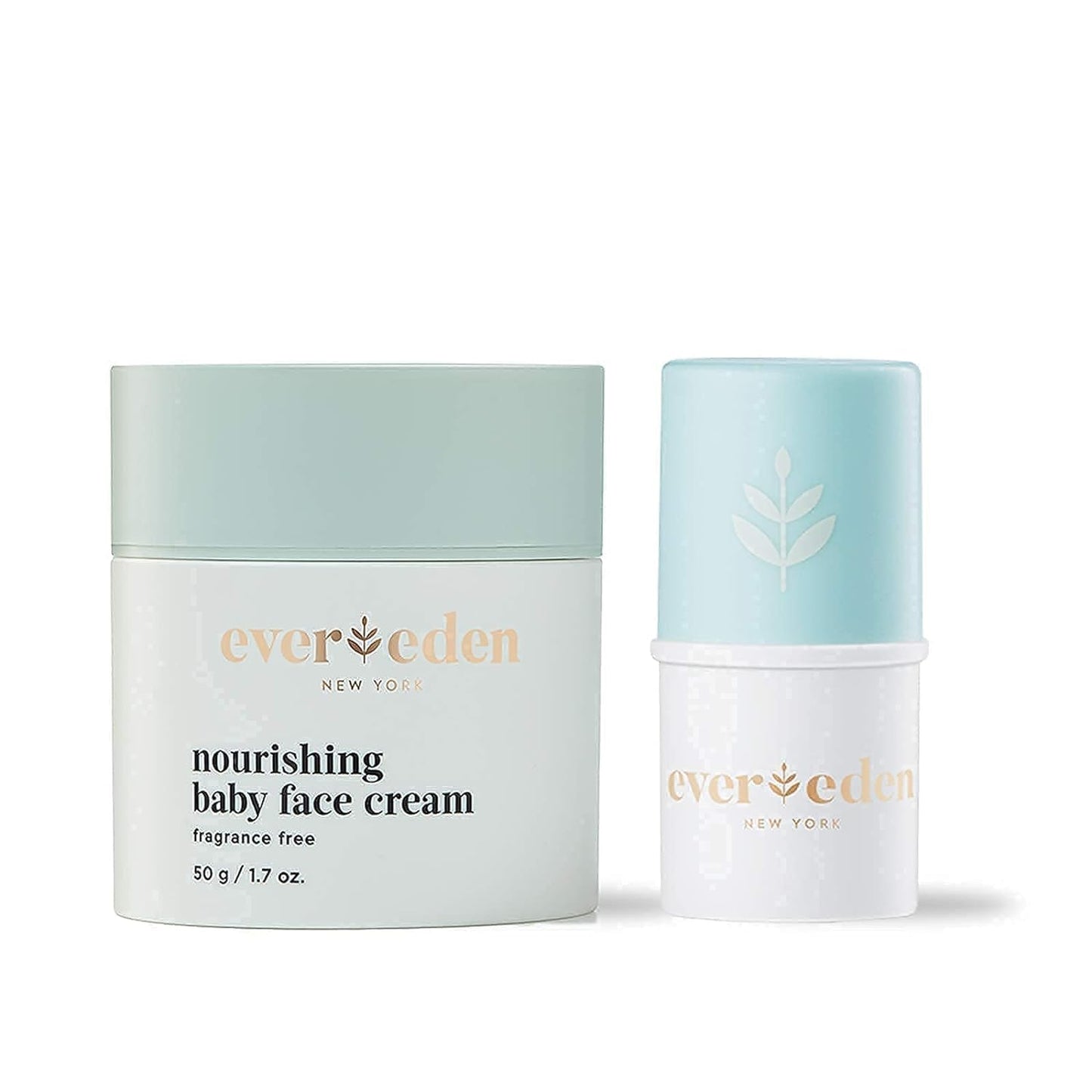 Evereden Dry Relief Duo - Baby Face Cream (1.7Oz) & Baby Lip Balm (0.13Oz) - Clean, Vegan, & Easy To Use Toddler Chapstick & Bab