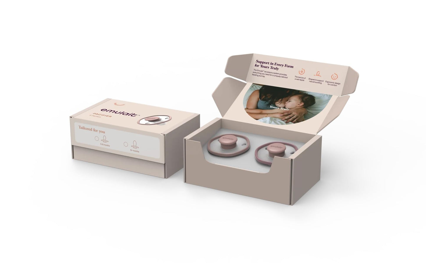Emulait Baby Pacifier (2 Pack): 0-6 Months - Rose