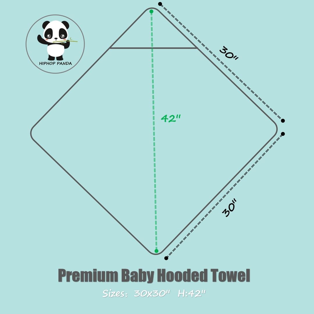 Hiphop Panda Hooded Towel - Rayon Made From Bamboo, Bath Towel With Bear Ears For Newborn, Babie, Toddler, Infant - Absorbent La