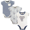 Touched By Nature Unisex Baby Organic Cotton Bodysuits, Elephant 3-Pack, 12-18 Months