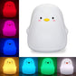 Penguin Night Light, USB Rechargeable Silicone LED Night Light for Kids, Multicolor Cute Nursery Night Lights with Warm White an