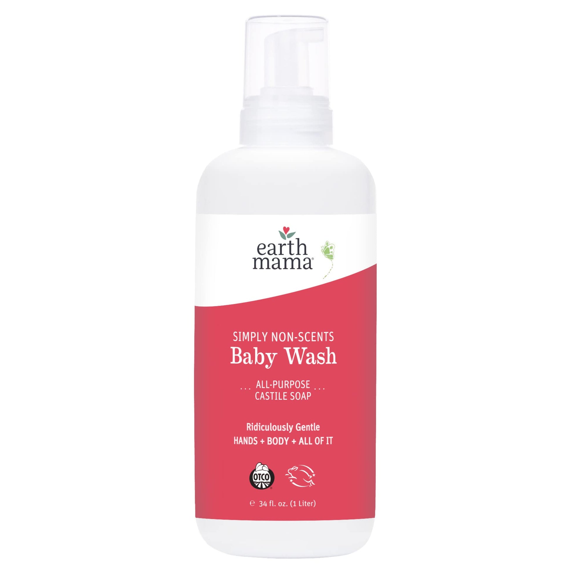 Earth Mama Baby Wash With Gentle Castile Soap, Simply Non-Scents, 34-Fluid Ounce