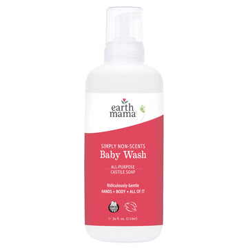 Earth Mama Baby Wash With Gentle Castile Soap, Simply Non-Scents, 34-Fluid Ounce