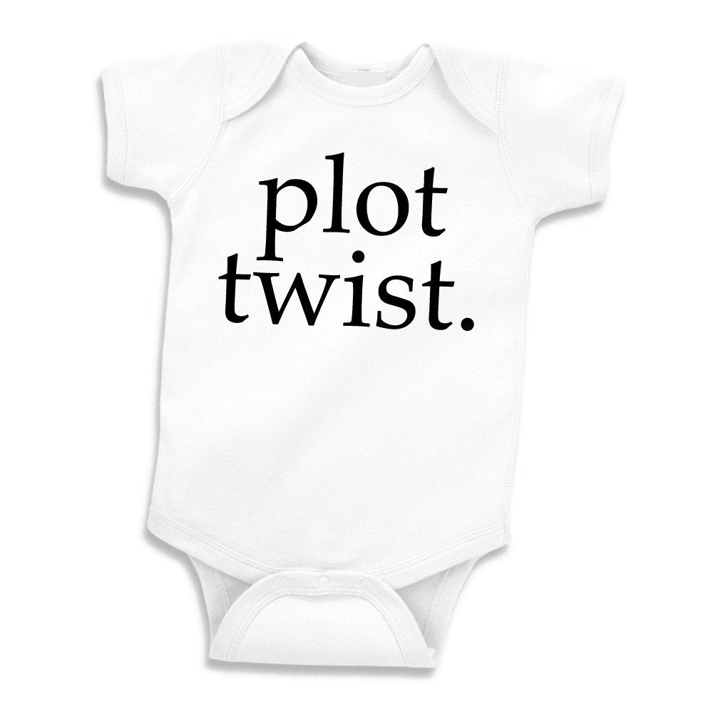 Bump And Beyond Designs Baby-Boys Surprise Pregnancy Announcement For Grandparents Plot Twist Leotard White, 0-3 Months