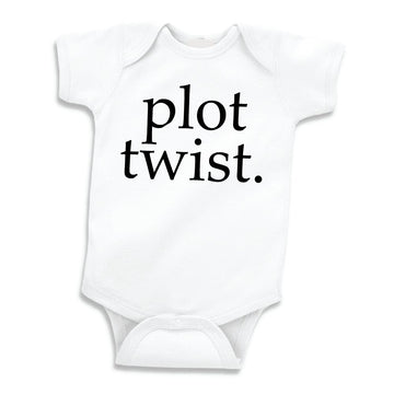 Bump And Beyond Designs Baby-Boys Surprise Pregnancy Announcement For Grandparents Plot Twist Leotard White, 0-3 Months
