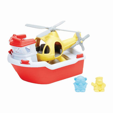 Green Toys Rescue Boat with Helicopter Red, 1 EA
