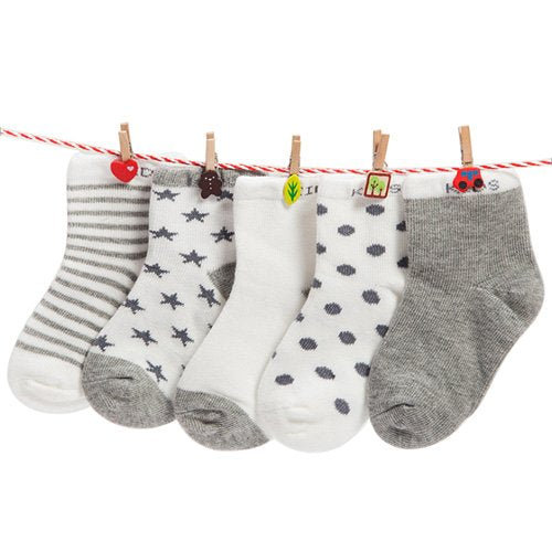Footprints Organic Cotton Baby Socks 1224 Months  Pack Of 5 Pairs (Winter Warm Terry Socks  Grey)