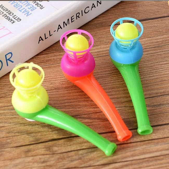 Jinshining 3pcs Random Color Floating Blow Pipe Balls Game Toys, Stress Reliever Balance Blowing Toys for Adults Funny Party Sup