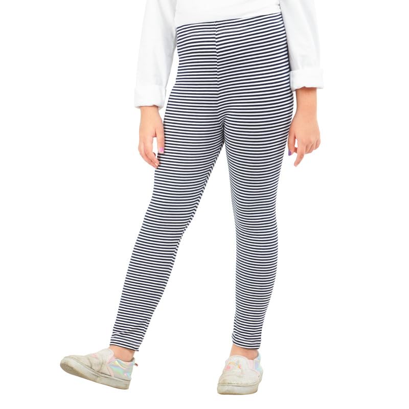 Real Basics Girls Regular Fit Cotton Leggings (RBGLegP145Black Stripe_Multicolor_4 Years5 Years)